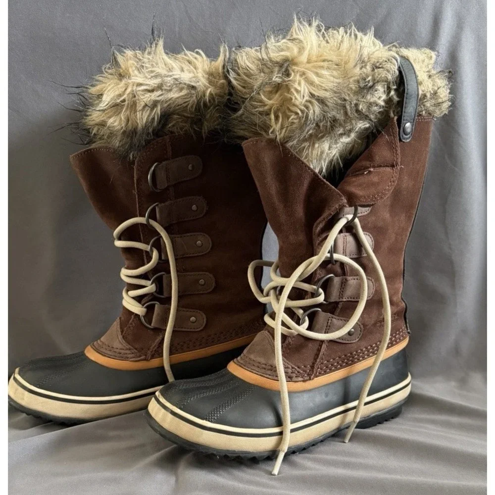 Sorel Joan of Arctic Women's Winter Snow Boots Size 6 Brown Faux Fur NL 1540-256